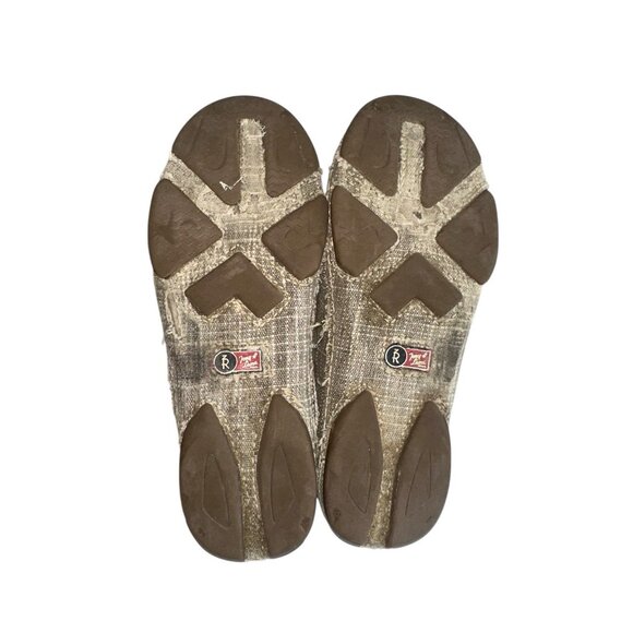 TONY LAMA WOMEN'S STRAW 3R CASUALS CANVAS & TAN LEATHER SHOES RR3028L Sz 10 - Picture 8 of 11